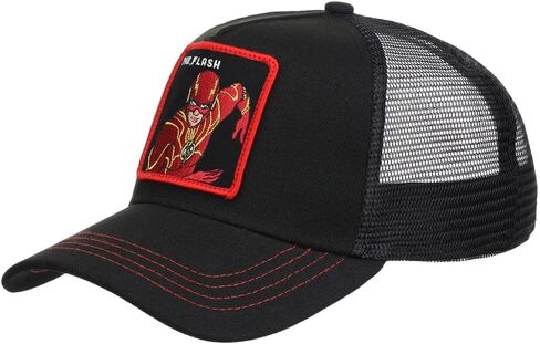 قبعة DC Comics Flash A-Frame Trucker قابلة للتعديل باللون الأسود/الأحمر in Kuwait