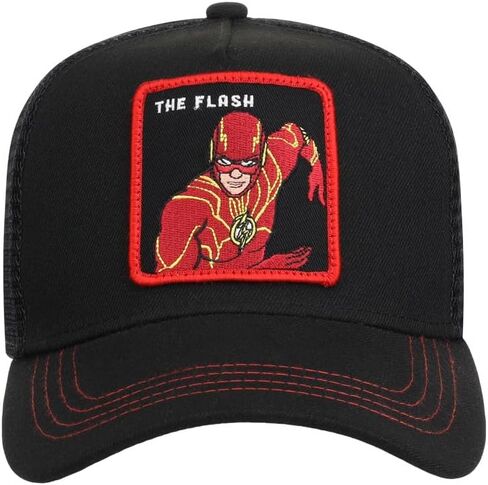 قبعة DC Comics Flash A-Frame Trucker قابلة للتعديل باللون الأسود/الأحمر in Kuwait