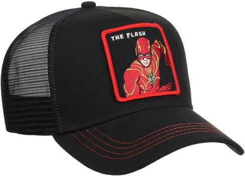 قبعة DC Comics Flash A-Frame Trucker قابلة للتعديل باللون الأسود/الأحمر in Kuwait