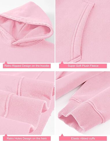 Dnzzs Womens Oversized Hoodie Acid Wash Hoodie Vintage Sweatshirt Heavyweight Fleece Cotton Streetwear Trendy Hoodies in Kuwait