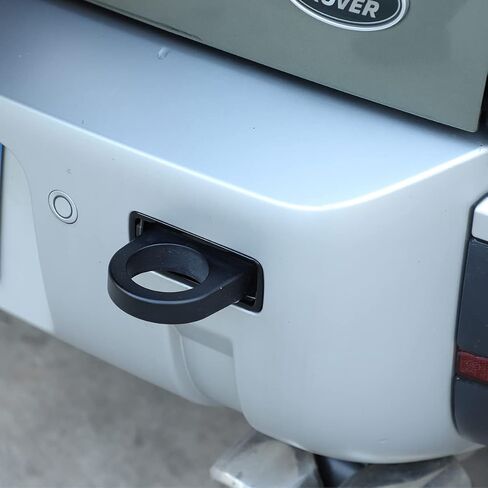 Aluminum Alloy Rear Bumper Heavy Duty Trailer Hitch Tow Hook Fit for Land Rover Defender 2020 2021 2022 2023 (Hook Hole Decoration Cover Frame/ABS Black 2PCS) in Saudi Arabia