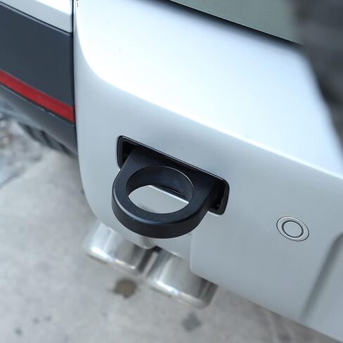 Aluminum Alloy Rear Bumper Heavy Duty Trailer Hitch Tow Hook Fit for Land Rover Defender 2020 2021 2022 2023 (Hook Hole Decoration Cover Frame/ABS Black 2PCS) in Saudi Arabia