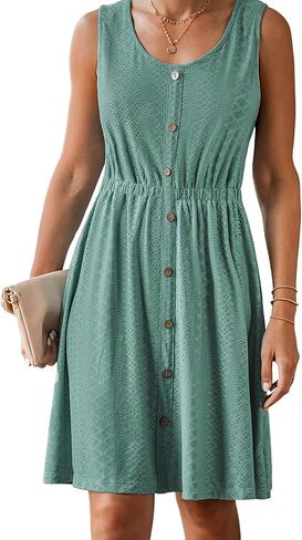 CUPSHE Women's Hollow Out Mini Dress Cover Up Ribbed Knit Scoop Neck Sleeveless Beach Spring Summer Dresses in Saudi Arabia