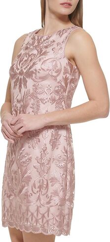 Vince Camuto Women's Sleeveless Boat Neck Emrboidered Mesh Shift Dress in Saudi Arabia