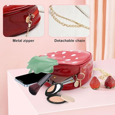 Strawberry Purse for Women and Girls, Soft Strawberry Crossbody Bag with Chain Strap, Strawberry Bag Novelty Purse in Kuwait