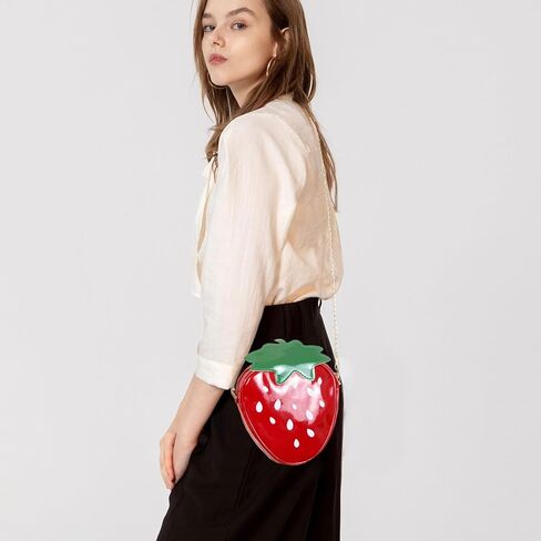 Strawberry Purse for Women and Girls, Soft Strawberry Crossbody Bag with Chain Strap, Strawberry Bag Novelty Purse in Kuwait