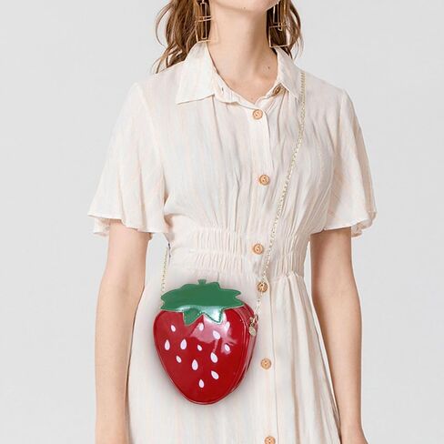 Strawberry Purse for Women and Girls, Soft Strawberry Crossbody Bag with Chain Strap, Strawberry Bag Novelty Purse in Kuwait