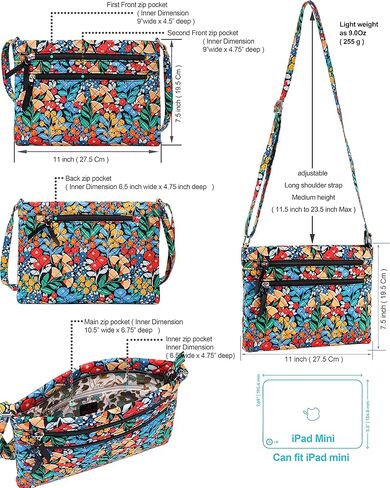 Brentano Cotton quilted Multi-zipper crossbody purse in Kuwait