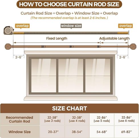 قضيب ستارة فردي مقاس 1 بوصة من كامانينا 32 إلى 58 بوصة (2.6-4.8 قدم)، قضيب ستائر فضي عتيق قابل للتعديل للنوافذ، نهاية نسيج شبكي مزخرف in Kuwait