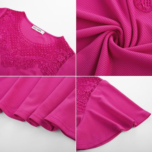 قمصان نسائية صيفية من GRACE KARIN بأكمام مكشكشة 2025 عصرية من الدانتيل مُزينة بالزهور ورقبة دائرية مضلعة تي شيرت بلوزات غير رسمية أنيقة in Kuwait