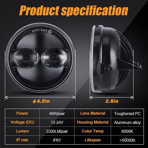 4.5 4-1/2 Round LED Fog light Compatible with Ford F150 F-150 2011-2014 Ranger 2008-2011 Expedition 2007-2014 in Saudi Arabia
