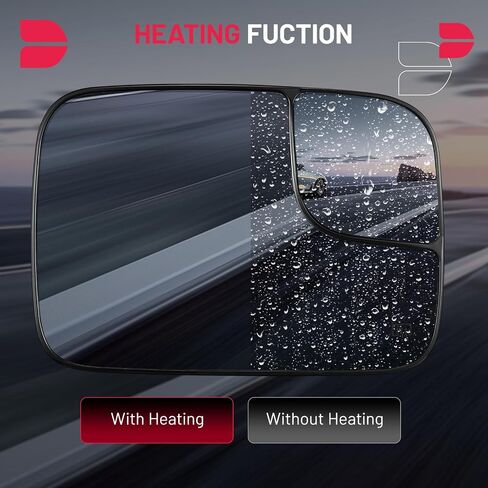 BDFHYK Driver Left Side Heated Mirror Glass Compatible with Dodge 2005-2008 Ram 1500 2500 3500 Side View Exterior Mirror with Backing Plate, Replaces 5161011AA CH1324121 (Left) in Saudi Arabia