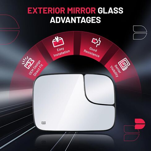 BDFHYK Driver Left Side Heated Mirror Glass Compatible with Dodge 2005-2008 Ram 1500 2500 3500 Side View Exterior Mirror with Backing Plate, Replaces 5161011AA CH1324121 (Left) in Saudi Arabia