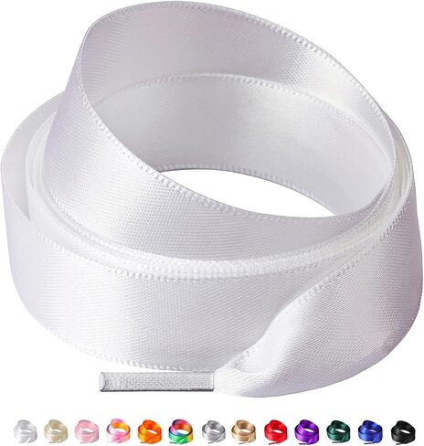 Olukssck 2 Pairs Ribbon Shoe Laces for Women, 3/4" Wide Colorful Satin Shoelaces for Sneakers in Kuwait