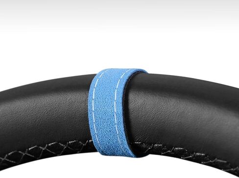 Betterhumz Car Steering Wheel Stripe,Compatible with Alcantara Suede Steering Wheel Top Center Marker, Printed Stitched Interior Accessories for Car Truck SUV (4175 blue line) in Saudi Arabia