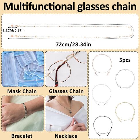 5PCS Eyeglass Chains for Women, Eyeglass Holders Around Neck Glasses Lanyard Vintage Reading Glasses Sunglasses Chain in Saudi Arabia