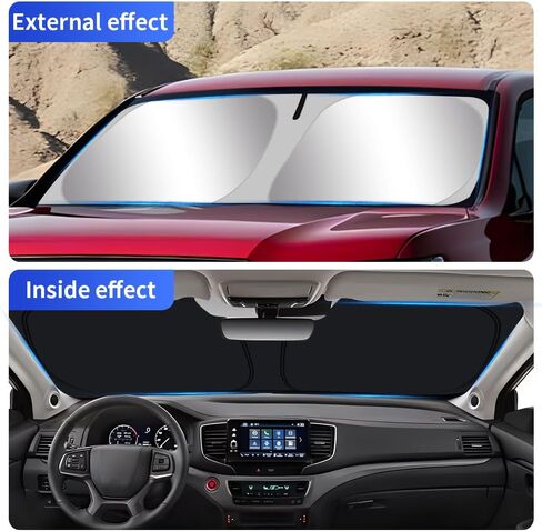 سيارة الشمس الظل لهوندا ريدجلاين 2017 2018 2019 2020 2021 2022 2023 2024 اكسسوارات السيارات الداخلية طوي ظلة الزجاج الأمامي قناع برودة حامي غطاء النوافذ الأمامية درع in Kuwait