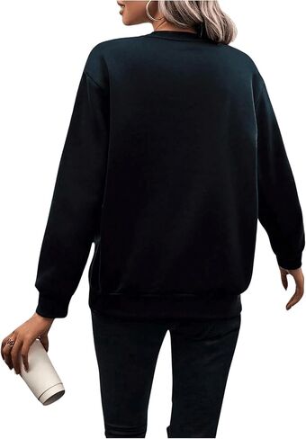 SweatyRocks Women's Long Sleeve Heart Print Round Neck Sweatshirts Pullover Drop Shoulder Casual Tops in Saudi Arabia