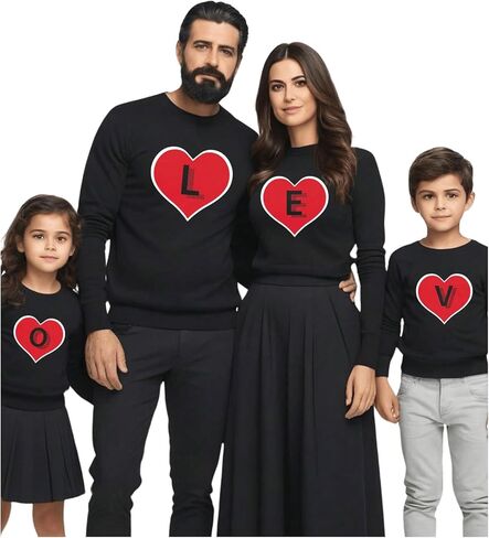 SweatyRocks Women's Long Sleeve Heart Print Round Neck Sweatshirts Pullover Drop Shoulder Casual Tops in Saudi Arabia
