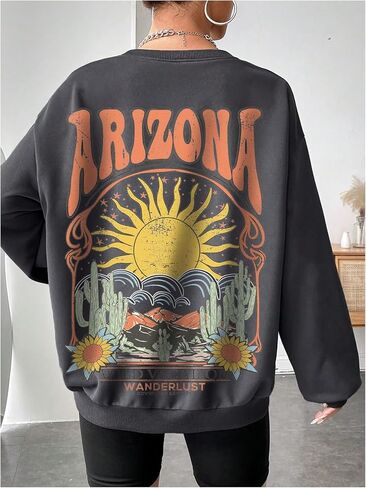 Milumia Women's Crew Neck Sweatshirt Graphic Long Sleeve Oversized Pullovers in Saudi Arabia