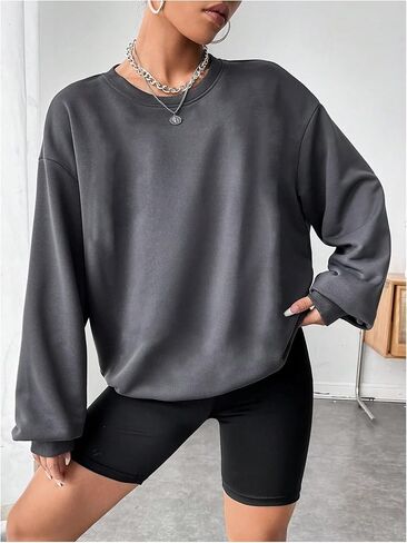Milumia Women's Crew Neck Sweatshirt Graphic Long Sleeve Oversized Pullovers in Saudi Arabia