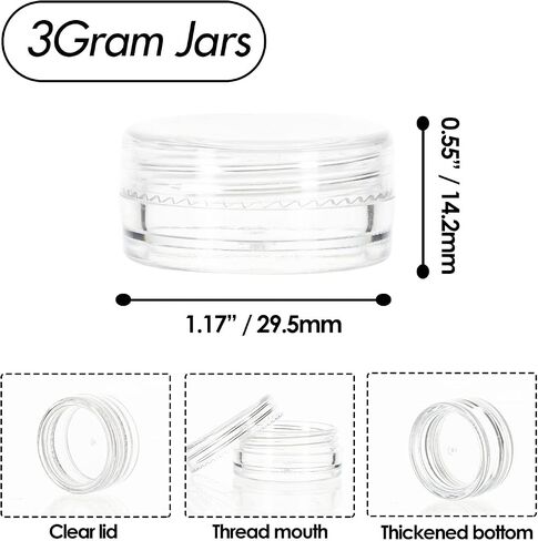 ZEJIA Sample Containers, Tiny Sample Jars with Lids, 3 Gram Cosmetic Containers with lids, Clear Lip Balm Containers (25 Pieces) in Saudi Arabia