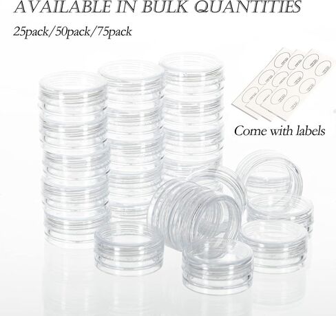 ZEJIA Sample Containers, Tiny Sample Jars with Lids, 3 Gram Cosmetic Containers with lids, Clear Lip Balm Containers (25 Pieces) in Saudi Arabia