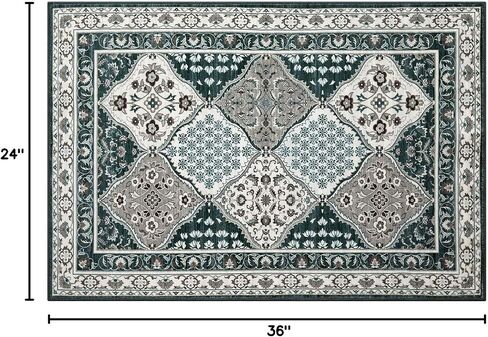 Entryway Rug 2x3 Small Area Rug Machine Washable Rug Indoor Non Slip Stain Resistant Throw Floor Cover Vintage Accent Rug Traditional Plaid Rug Carpet for Living Room Bedroom Kitchen, Blue in Saudi Arabia