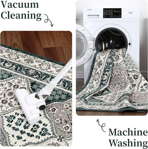 Entryway Rug 2x3 Small Area Rug Machine Washable Rug Indoor Non Slip Stain Resistant Throw Floor Cover Vintage Accent Rug Traditional Plaid Rug Carpet for Living Room Bedroom Kitchen, Blue in Saudi Arabia