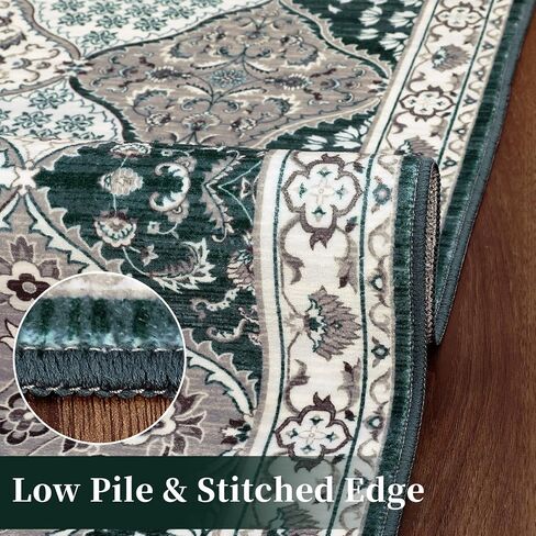 Entryway Rug 2x3 Small Area Rug Machine Washable Rug Indoor Non Slip Stain Resistant Throw Floor Cover Vintage Accent Rug Traditional Plaid Rug Carpet for Living Room Bedroom Kitchen, Blue in Saudi Arabia