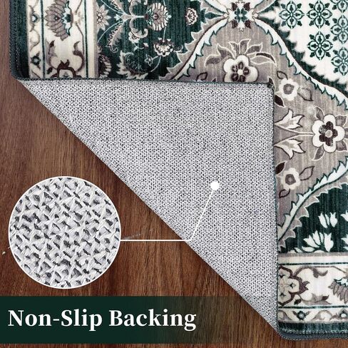 Entryway Rug 2x3 Small Area Rug Machine Washable Rug Indoor Non Slip Stain Resistant Throw Floor Cover Vintage Accent Rug Traditional Plaid Rug Carpet for Living Room Bedroom Kitchen, Blue in Saudi Arabia
