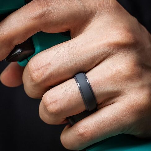 ThunderFit Silicone Rings for Men, Stepped Edge Rubber Wedding Bands - 1/4 Variety Multipack in Kuwait