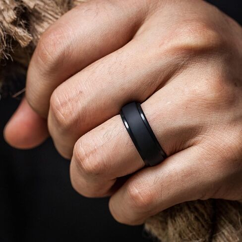 ThunderFit Silicone Rings for Men, Stepped Edge Rubber Wedding Bands - 1/4 Variety Multipack in Kuwait