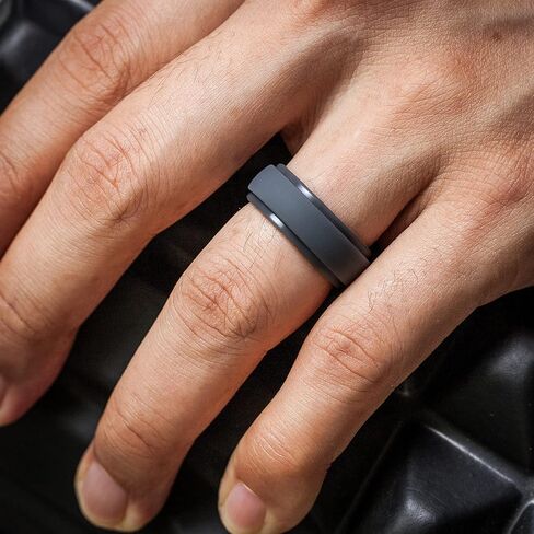 ThunderFit Silicone Rings for Men, Stepped Edge Rubber Wedding Bands - 1/4 Variety Multipack in Kuwait