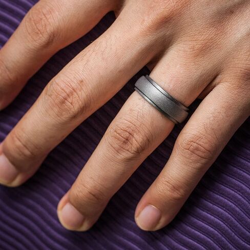 ThunderFit Silicone Rings for Men, Stepped Edge Rubber Wedding Bands - 1/4 Variety Multipack in Kuwait