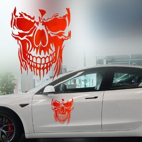 3D Skull Car Hood Decals Laser Skull Car Sticker for Auto,Truck,SUV Indoor and Outdoor Decoration. (red)
