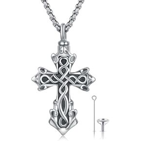 Celtic Cross Ashes Necklace 925 Sterling Silver Urn Necklace for Ashes Celtic Knot Urn Ash Necklace Ashes Memorial Keepsake Necklace Cremation Jewelry for Women Men