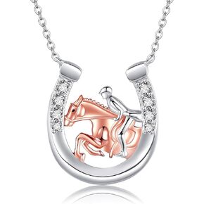 Horseshoe Necklace Sterling Silver Horse Shoe Pendant Horseshoe Jewelry for Women
