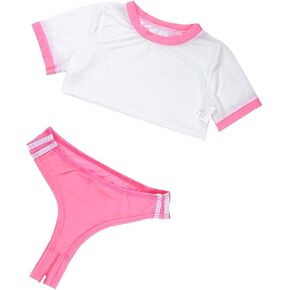 Women School Girl Cosplay Costume Lingerie Set Top with Thong Halloween Costumes Outfit