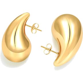 Teardrop Earrings for Women 18K Gold Plated Tear Drop Earrings Dupes Jewelry Chunky Tear Drop Hoop Earrings Lightweight Waterdrop Earrings Fashion Tear drop Earrings Jewelry