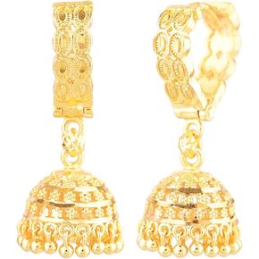 Efulgenz Gold Tone Hoop Earrings Jhumkas Indian Earrings for Women Traditional Bollywood Jhumka Jhumki Dangle Earrings Set Jewelry Indian Jhumkas for Women