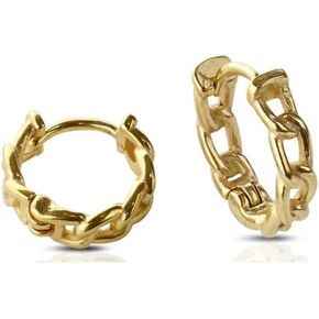20GA 316L Stainless Steel 4mm Thick Chain Link Huggie Hoop Earrings, Sold as a Pair