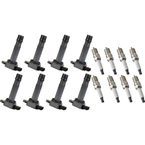ENA Set of 8 Ignition Coil Pack and Platinum Spark Plug Compatible with Volvo 2007 2008 2009 2010 S80 4.4L 2005 2006 2007 2008 2009 2010 2011 Volvo SC90 V8 4.4L Replacement for UF574 4504