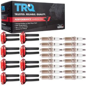 TRQ Ignition Kit Ignition Coil Spark Plugs Compatible with 2012-2014 Chrysler 300 2011-2022 Dodge Challenger 2012-2022 Charger 2018-2022 Durango 2012-2020 Jeep Grand Cherokee 2022 Grand Wagoneer