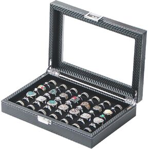 Ring Organizer Case, Ring Display Box for Show, 49 Slots Ring Holder with Clear Lid, Ring Storage Box,Ring Tray for Women