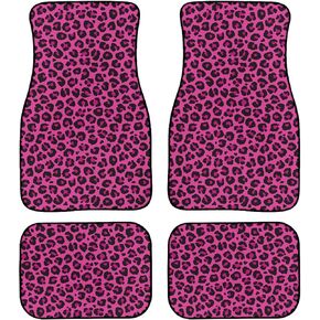 Sunflower Cow Print Car Floor Mats Universal Yellow Flowers on Brown Cow Fur Abstract Cowhide Texture Floor Mats for Cars Front Rear Car Foot Mats Rugs Cute Car Accessories for Trucks
