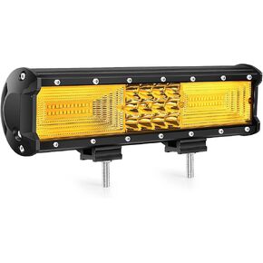 12 Inch Led Amber Light Bar, Yellow light bars,180W Spot & Flood Combo 18000LM Waterproof Triple Rows Fog Lights Led Off Road Lights for UTV ATV Jeep