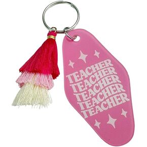 Pingyongchang Acrylic Teacher Keychain Apple Sunflower Tassel Keyring Teacher Appreciation Gift Charms Accessories