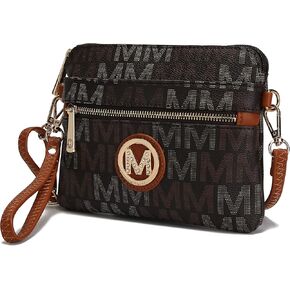 Mia K. Collection Wristlet Crossbody for Women, PU Leather Bag - Multi-Zipper Small Handbag Purse
