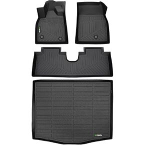 HAFIDI® Floor Mats & Cargo Liner Set for 2025-2021 Ford Mustang Mach E (Not for Mustang) All Weather Protection TPE Anti-Slip Automotive Full Set Floor Liners Custom Accessories - Black